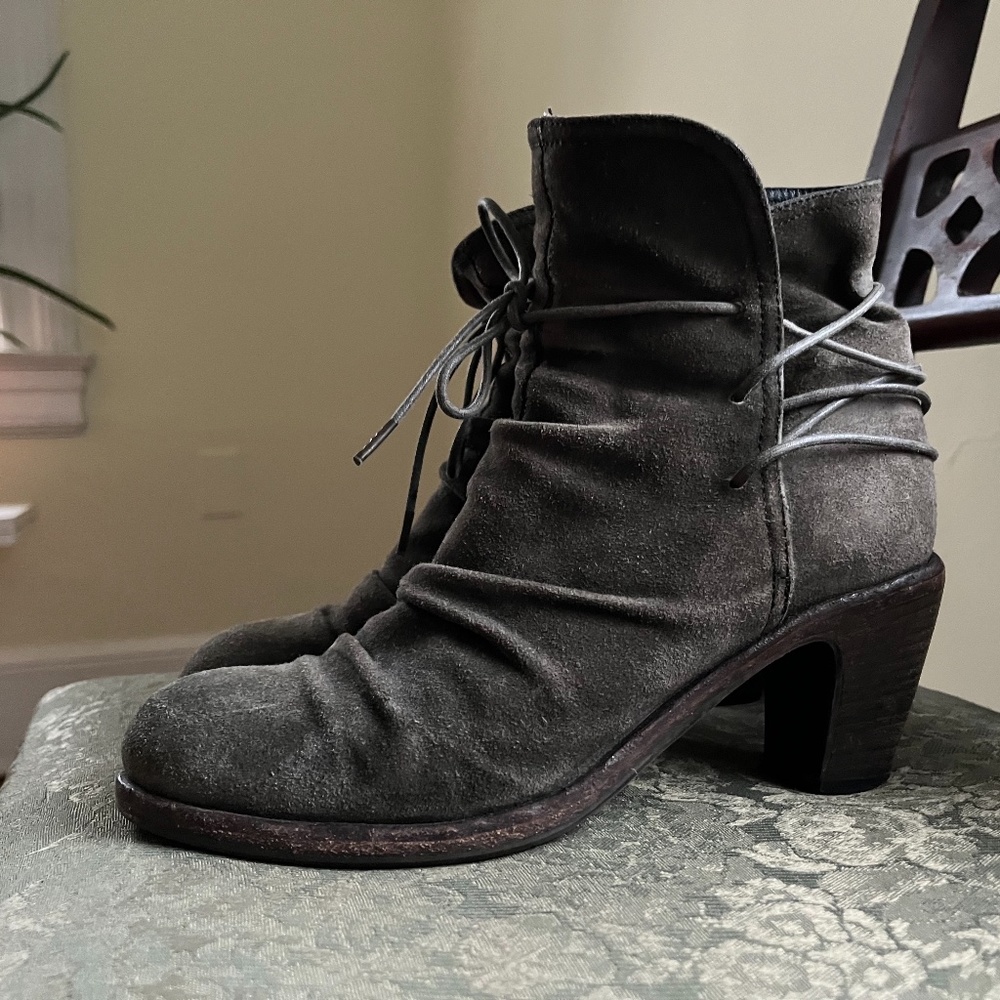 Fiorentini + Baker Green/Brown/Gray Suede Boots Booties Lace-Up Size 39